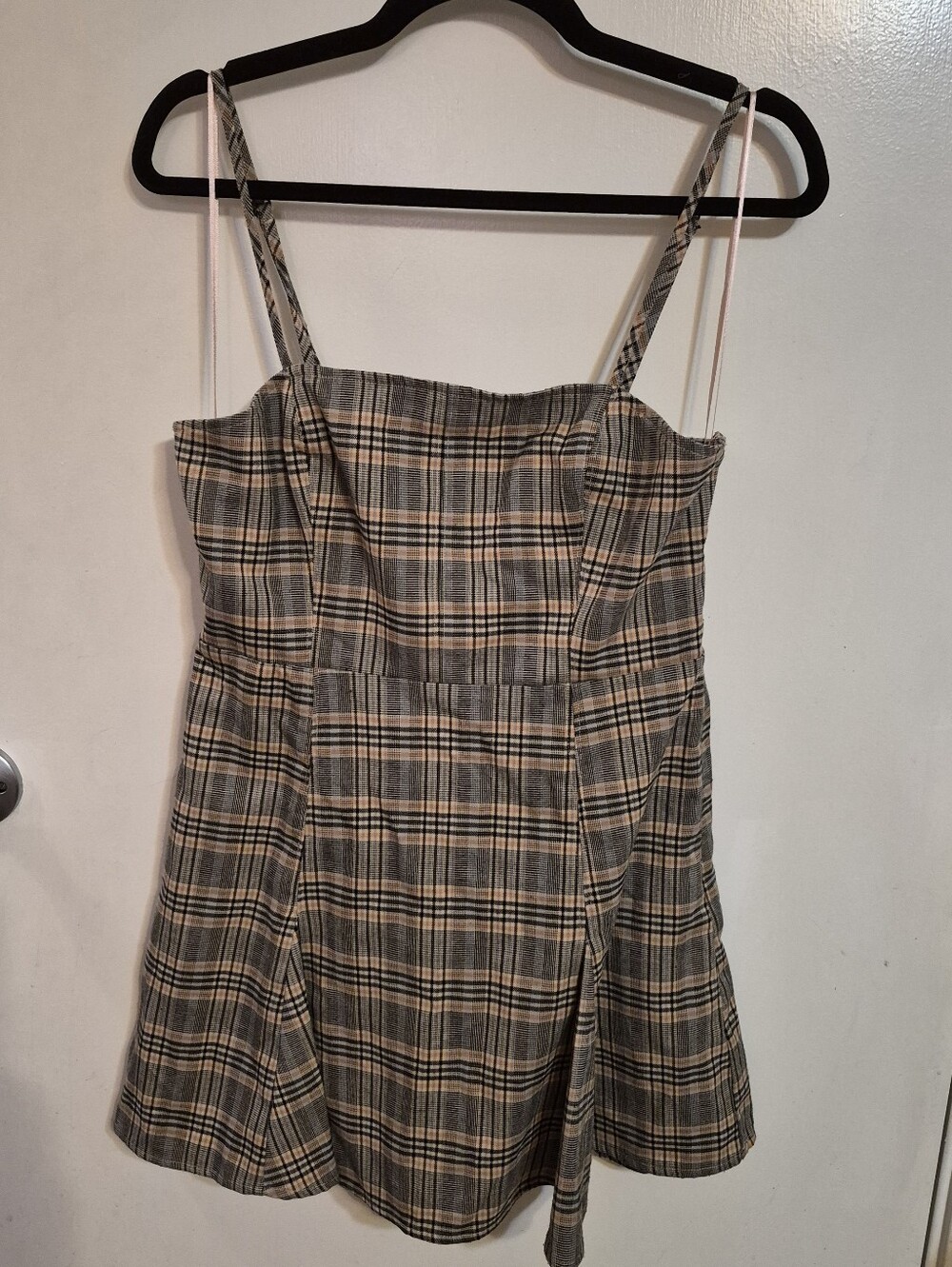 Urban Outfitters Kensie Plaid Lace-Back Mini Dress